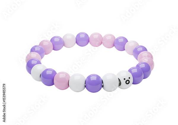 Obraz Beaded Bracelet with Pastel Color Round Beads on White