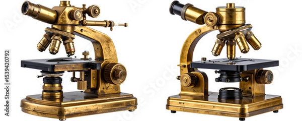 Fototapeta Retro Brass Microscope with Fine Detailing, Transparent 