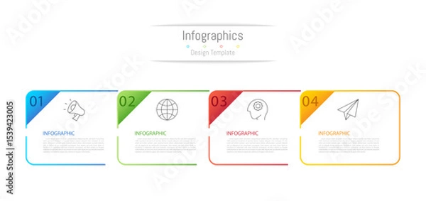 Fototapeta Infographic 4 options design elements for your business data. Vector Illustration.