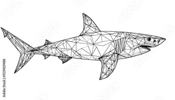 Obraz Wireframe Shark Ocean Predator Art.