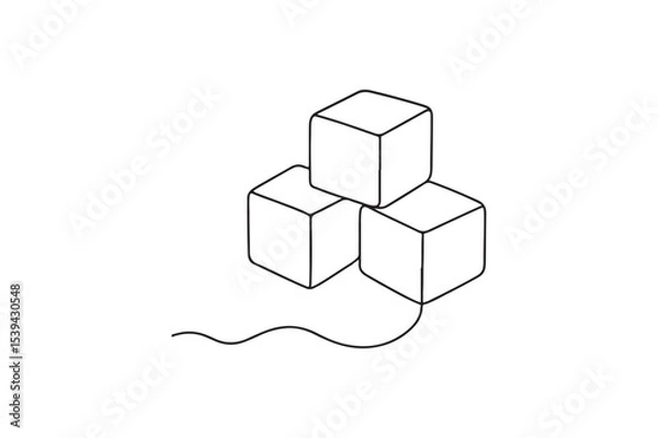 Fototapeta Sugar Cubes continuous one line drawing minimalism design