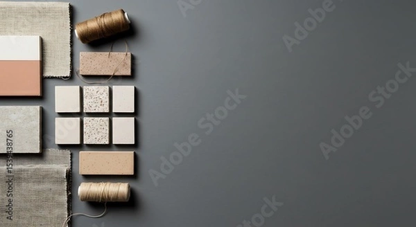 Obraz Design Mood Board - Natural Materials and Textures with Copy Space