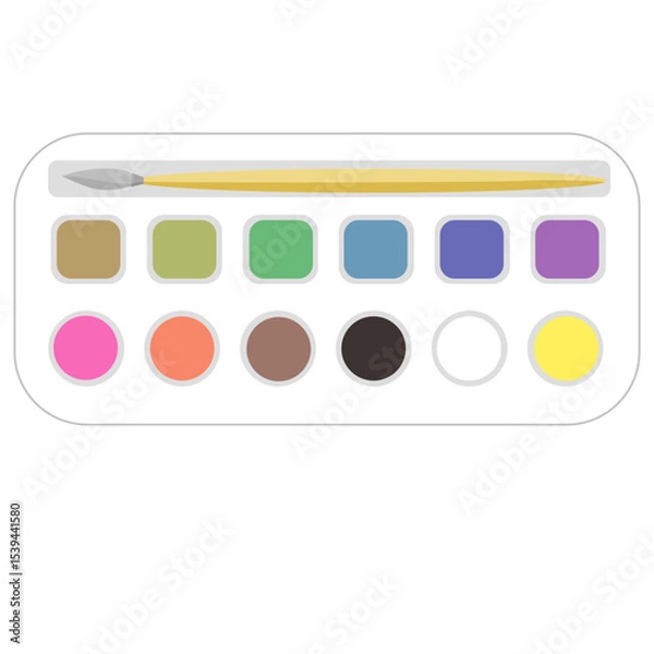 Obraz illustration of Solid Watercolor Paint box with brush