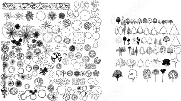 Obraz Plot and tree side block Outline vector pattern