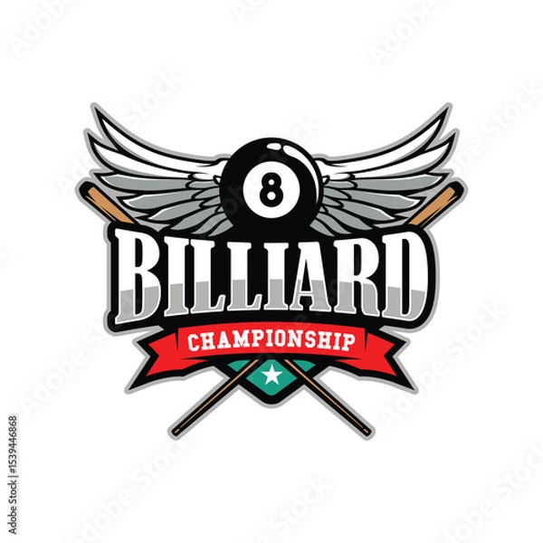 Fototapeta Billiard Club Logo Design Illustration Vector