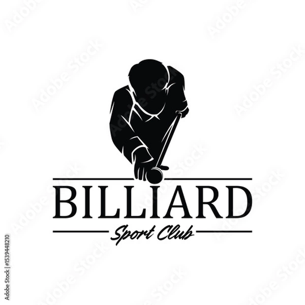 Fototapeta Billiard or Pool room Player Logo Design Illustration Vector