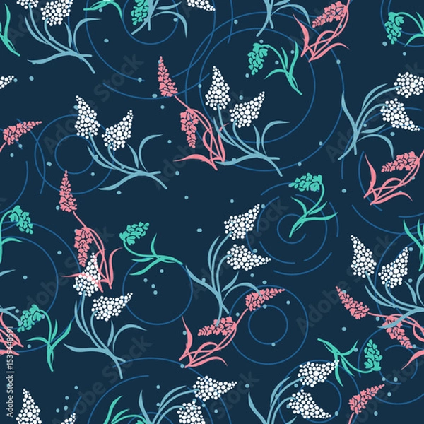 Fototapeta Night Ripple Flower Whirls Hyacinth Pattern can be use for background, apparel, and template design