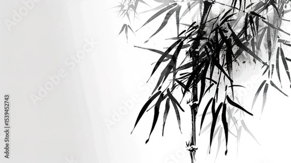 Fototapeta Ink Bamboo Background – a serene and elegant visual. The traditional ink brush strokes create a peaceful and artistic natural scene.