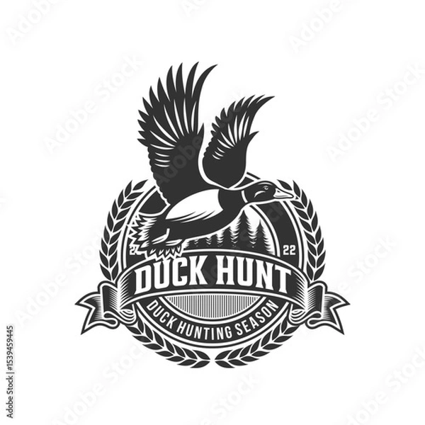 Obraz Duck Hunter Logo Flying Duck Logo