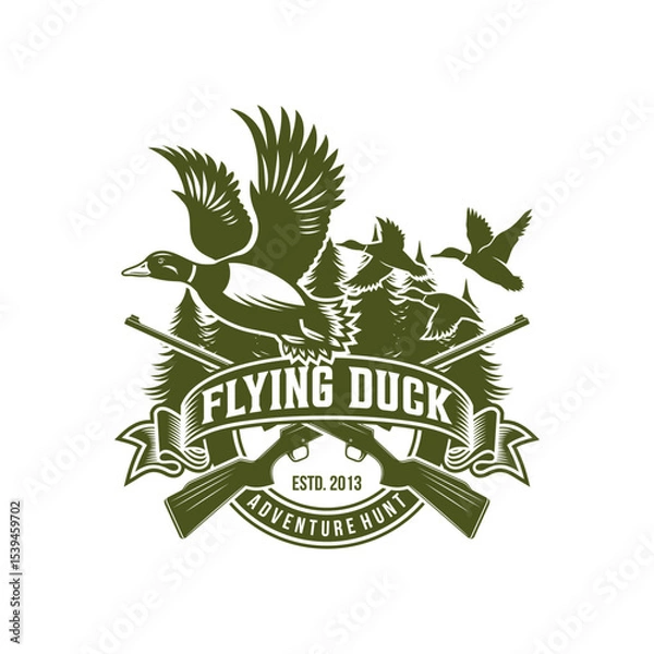 Obraz Duck Hunter Logo Flying Duck Logo