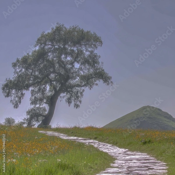 Obraz Misty path to hill