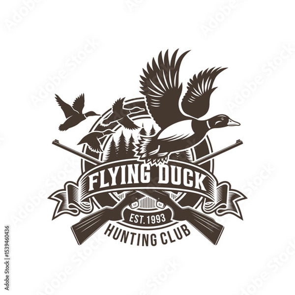 Obraz Duck Hunter Logo Flying Duck Logo