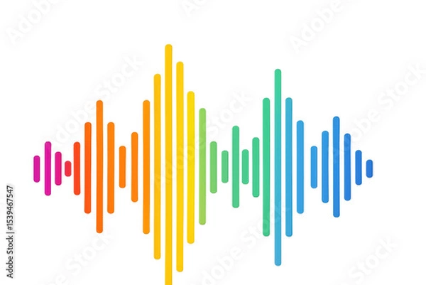 Fototapeta Colorful digital audio spectrum sound waves visualizing vibrant frequencies on a transparent background, creating a dynamic and modern design element