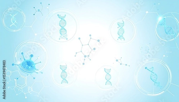 Fototapeta DNA with Virus, and Science Background.