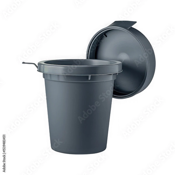Obraz Gray trash can with lid isolated on transparent background