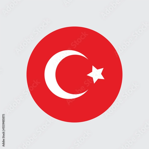 Fototapeta turkey circle round flag icon button vector sign symbol