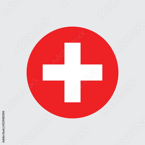 Fototapeta Switzerland circle round flag icon button vector sign symbol