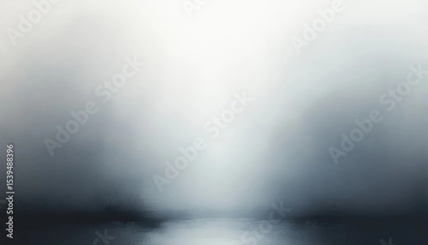 Fototapeta Mist-covered tranquil water body surrounded by dense fog creating a serene and mysterious atmosphere