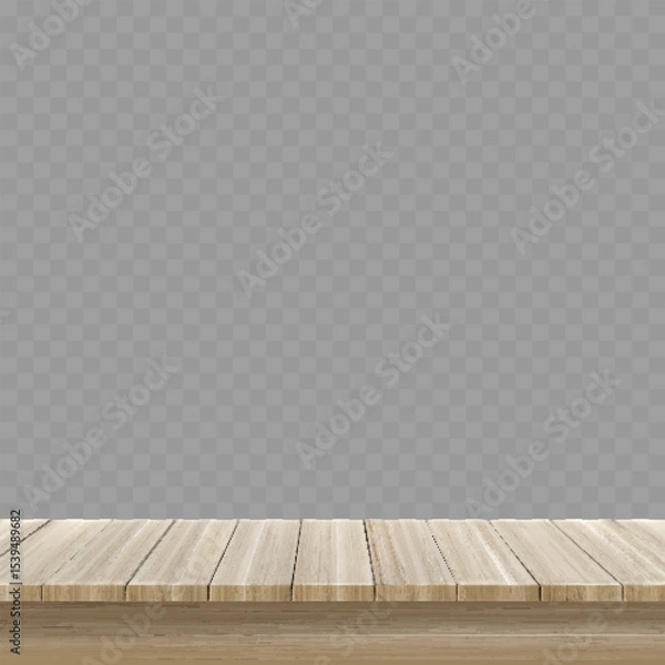 Obraz Empty Wooden Table Top Isolated on Transparent .Vector