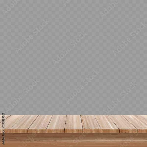 Fototapeta Empty Wooden Table Top Isolated on Transparent .Vector