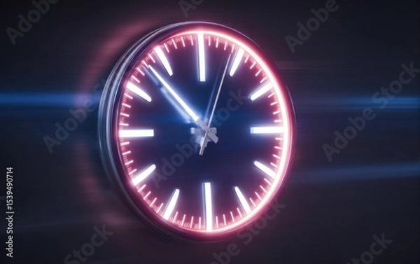 Fototapeta Neon clock, dynamic time