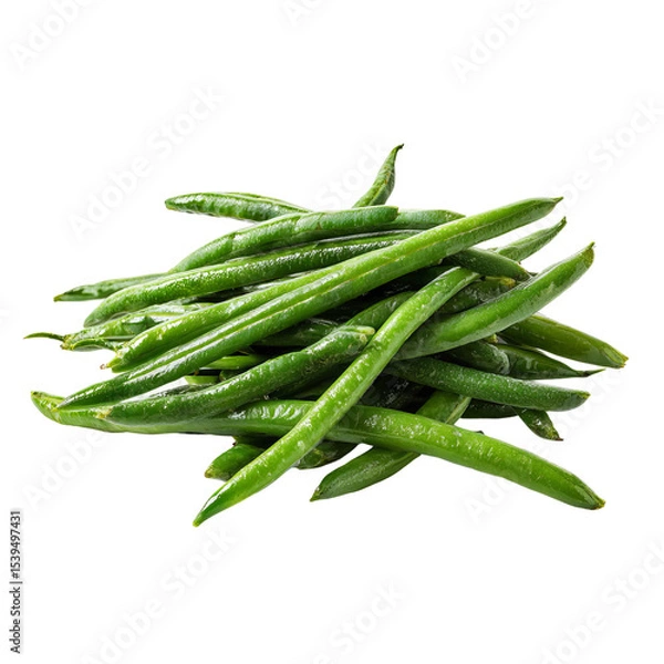 Fototapeta Fresh green beans, a vibrant and healthy vegetable. The beans are piled in a neat heap, showcasing their natural color