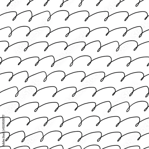 Obraz Seamless hand-drawn pattern of curved loops with teardrop-like ends, arranged diagonally in a flowing rhythm