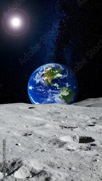 Fototapeta Earthrise from Moons surface.