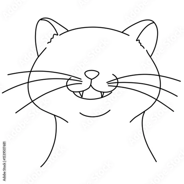 Fototapeta vector illustration of a happy cat smiling cat