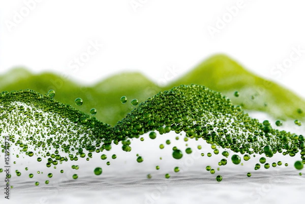 Obraz cardio diagram made out of green landscape with water drops against white background
