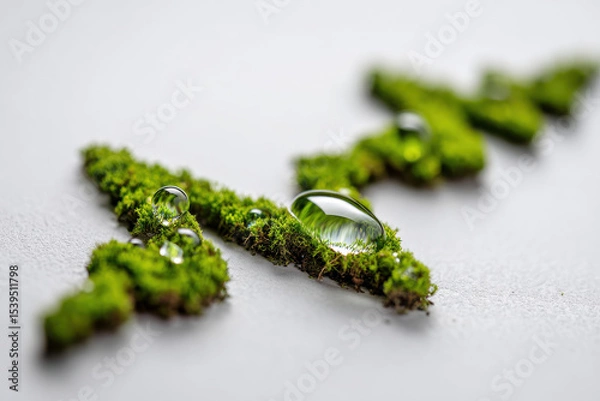 Obraz cardio diagram made out of green landscape with water drops against white background
