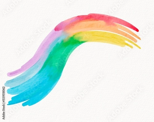 Fototapeta Wavy rainbow strokes with free-flowing watercolor brushwork, expressing freedom, creativity, and softness
