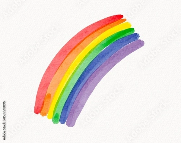 Fototapeta Minimal rainbow arc in soft watercolor style, hand-painted to convey warmth and simplicity with emotion