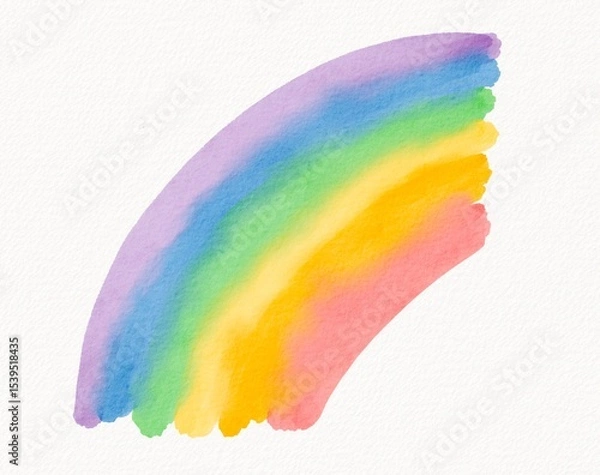 Fototapeta Rounded watercolor rainbow arc in gentle brushstrokes, expressing softness, warmth, and peaceful expression