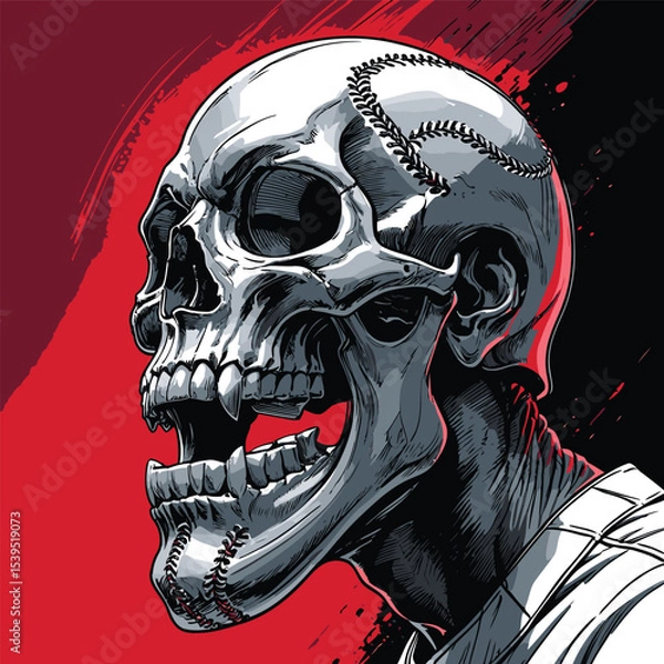 Obraz skull and baseball vector art illustration