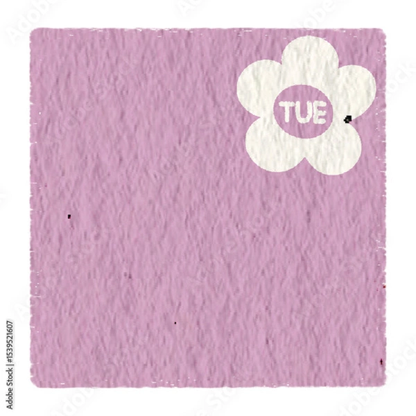 Fototapeta Tuesday with pink paper texture. Weekly memo stickers, paper notes, journal, to do list, for daily planner.