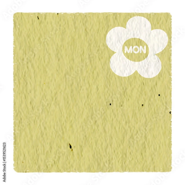 Fototapeta Monday with yellow paper texture. Weekly memo stickers, paper notes, journal, to do list, for daily planner.