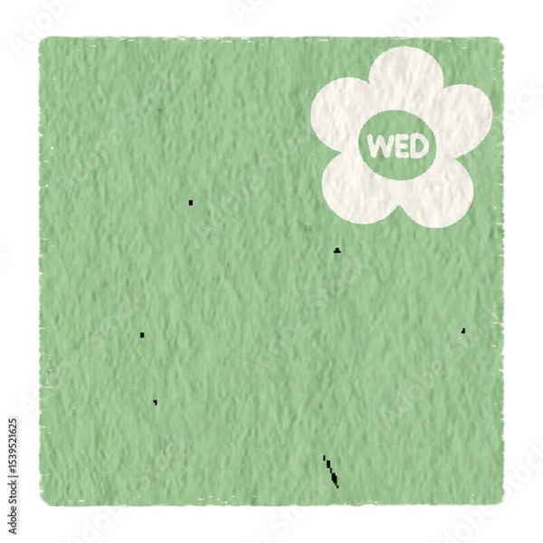 Fototapeta Wednesday with green paper texture. Weekly memo stickers, paper notes, journal, to do list, for daily planner.