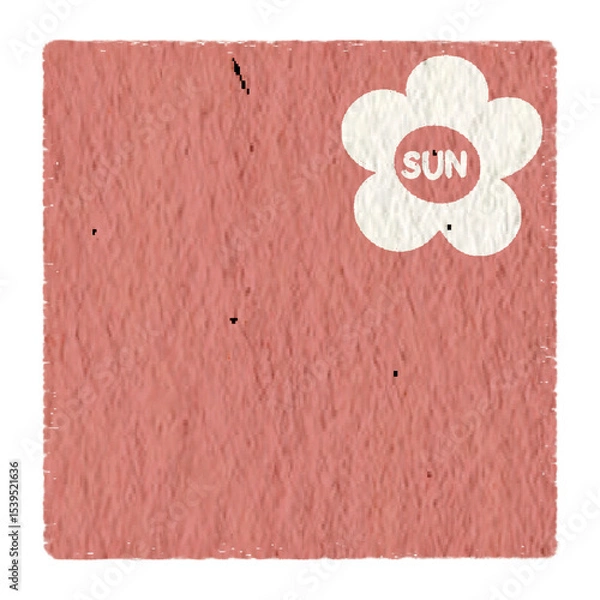 Fototapeta Sunday with red paper texture. Weekly memo stickers, paper notes, journal, to do list, for daily planner.