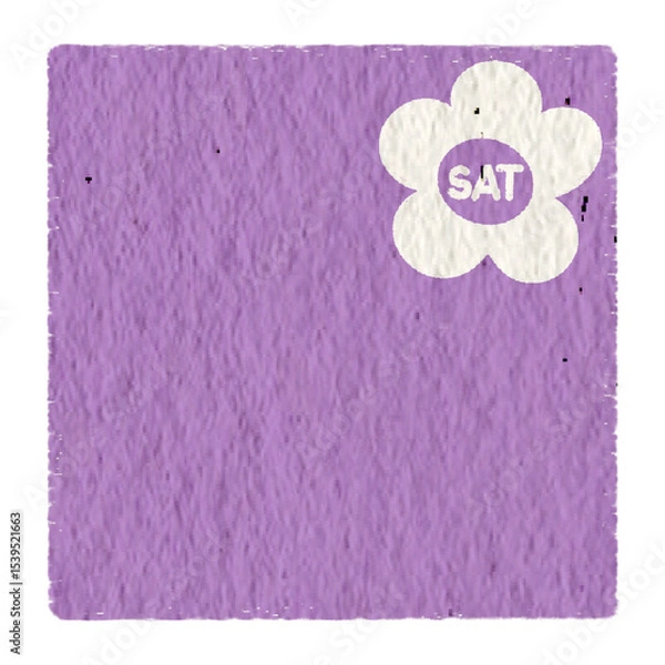 Fototapeta Saturday with purple paper texture. Weekly memo stickers, paper notes, journal, to do list, for daily planner.