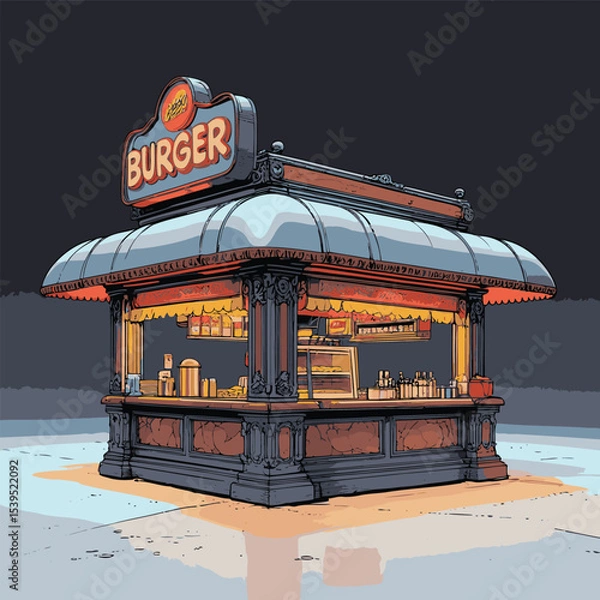 Obraz small burger stall illustration vector art