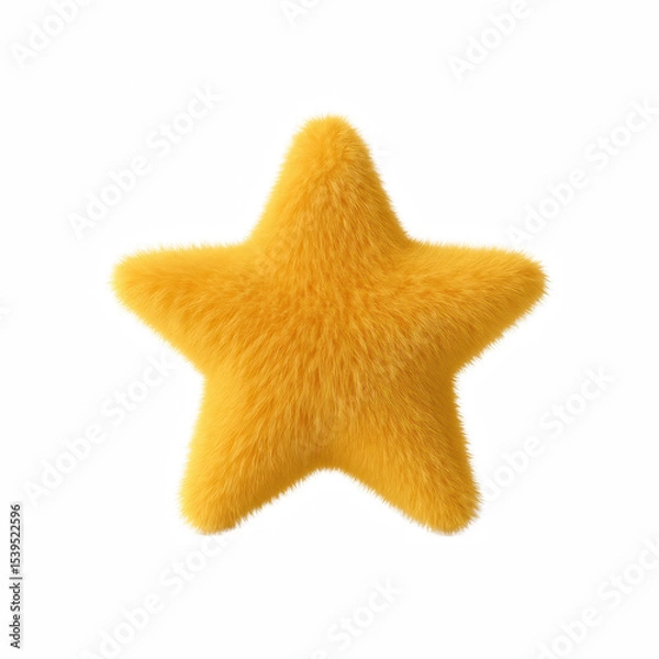 Fototapeta Yellow plush star toy soft fabric texture furry
