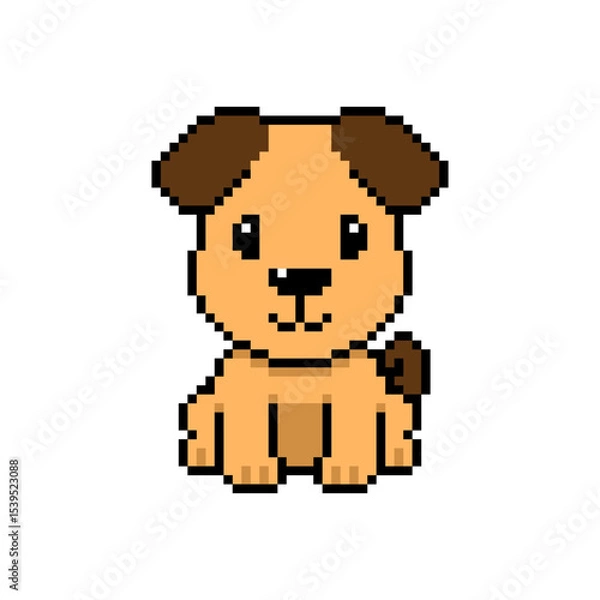 Obraz Pixel art smiling dog vector in retro style