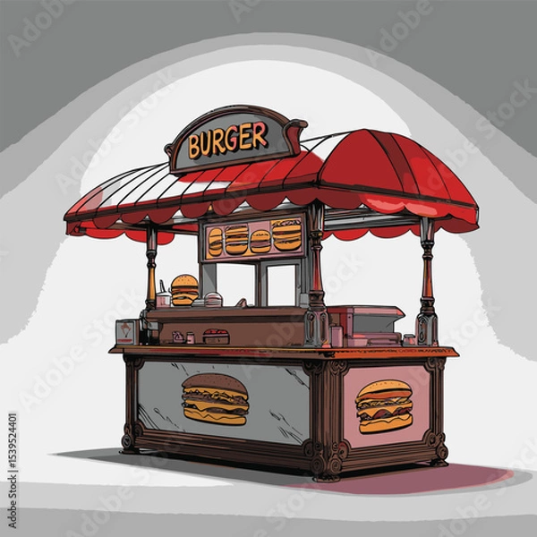 Obraz small burger stall illustration vector art