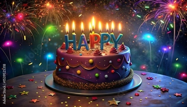 Obraz birthday cake with candles