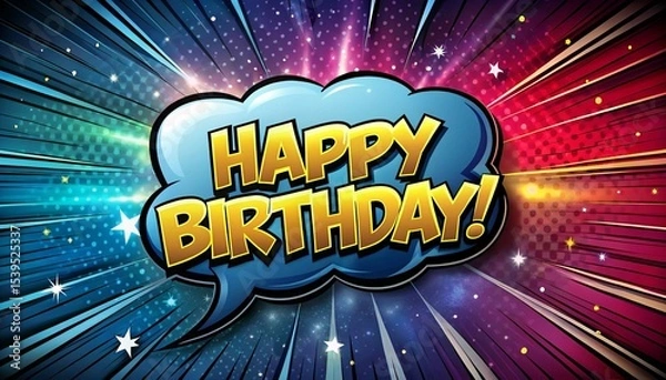 Obraz happy birthday card with balloons