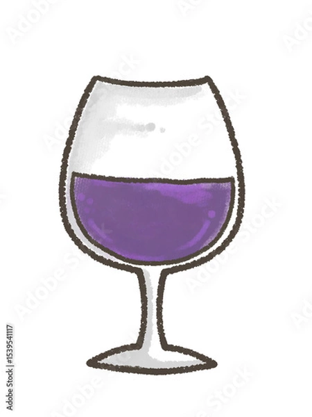 Obraz クレヨンで描いたワイングラスの手書きイラスト