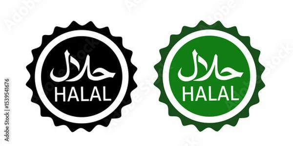 Fototapeta Set of halal logo isolated on white. vector Halal sign certificate tag