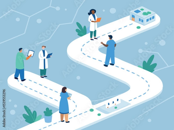 Fototapeta Accent Green Palette Vector of Diverse Medical Professionals  