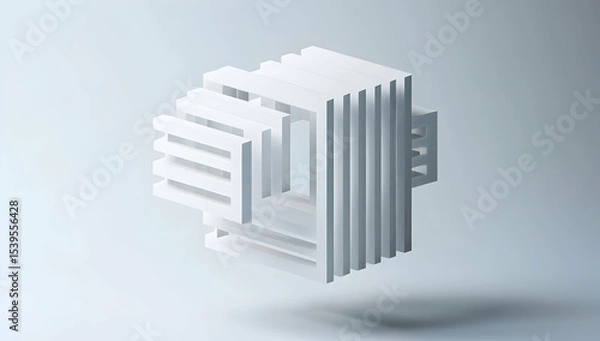 Fototapeta White geometric 3D structure abstract
